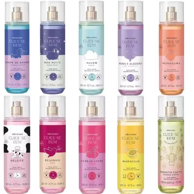 Body Splash Cuide-se Bem 200ml O Boticário: Deleite, Nuvem, Cereja Livre, Pessegura, Rosa e Algodão em Oferta na Shopee