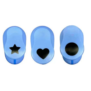 Kit 3 Cortador Perfurador Furador De Papel e E.V.A - 16mm - 1,6cm - ESTRELA - CORAÇÃO - CIRCULO