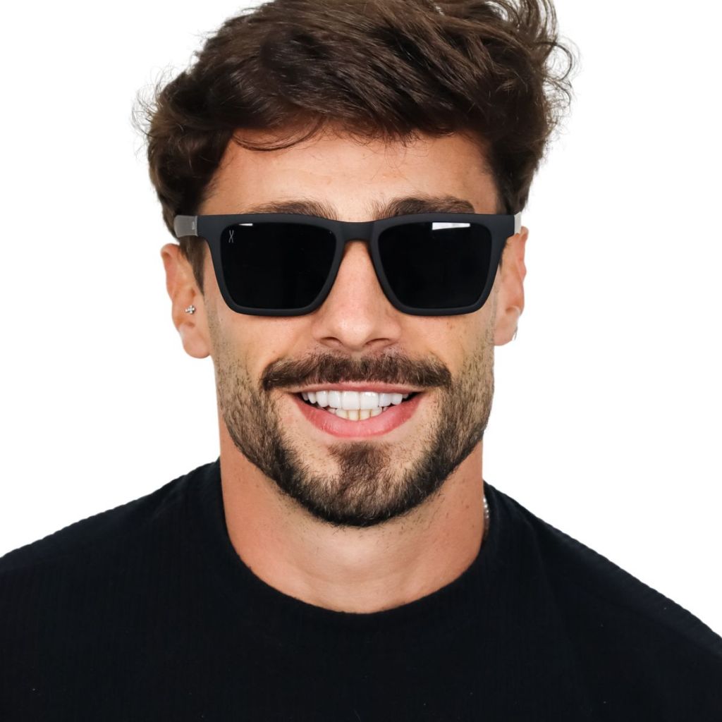 Óculos De Sol Unissex Lux Retangular Acetato Original Uv400