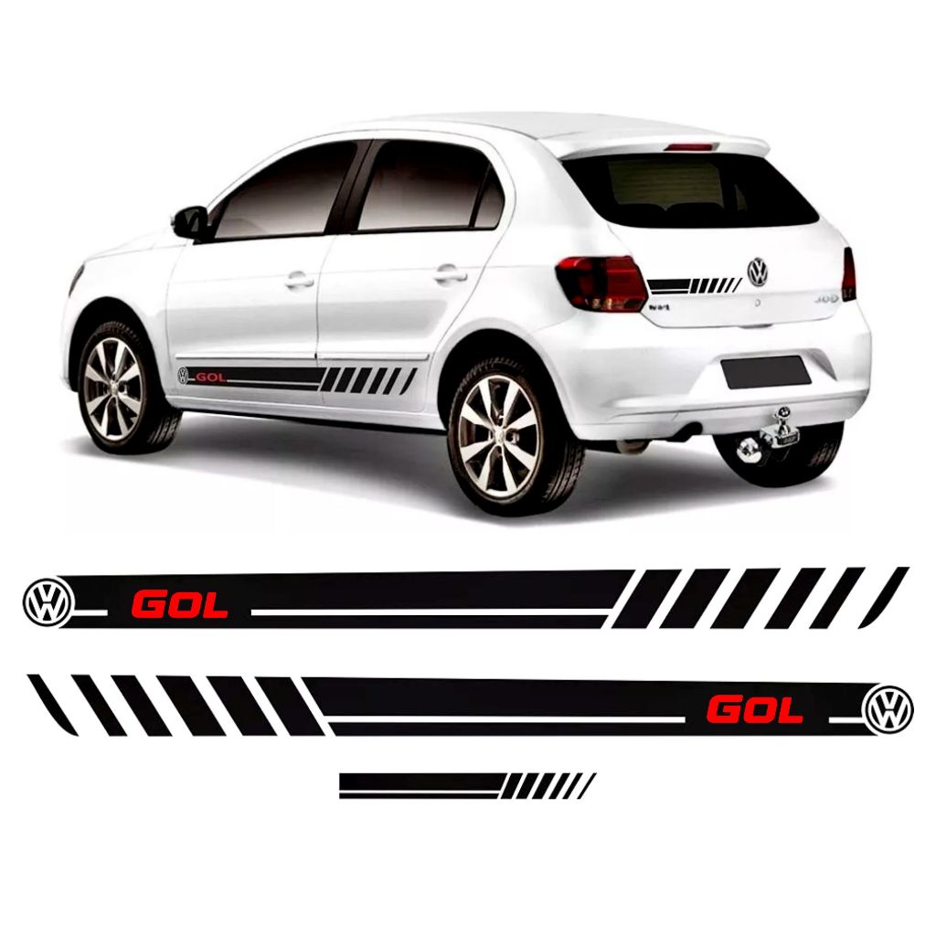 KIT 3 Adesivos Vw Gol G5 G6 G7 Sport Lateral Faixas Ate 2022 Tuning ...