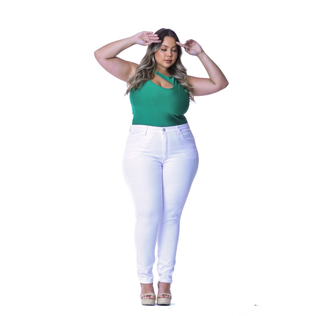 Calça Branca Feminina Enfermagem Plus Size Com Lycra Tendência