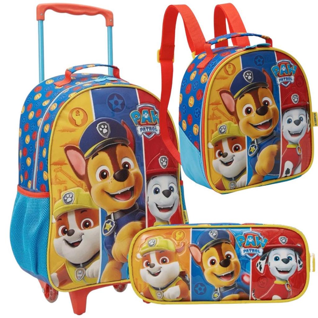 Kit Escolar Mochila de Rodinhas Lancheira e Estojo Patrulha Canina ...