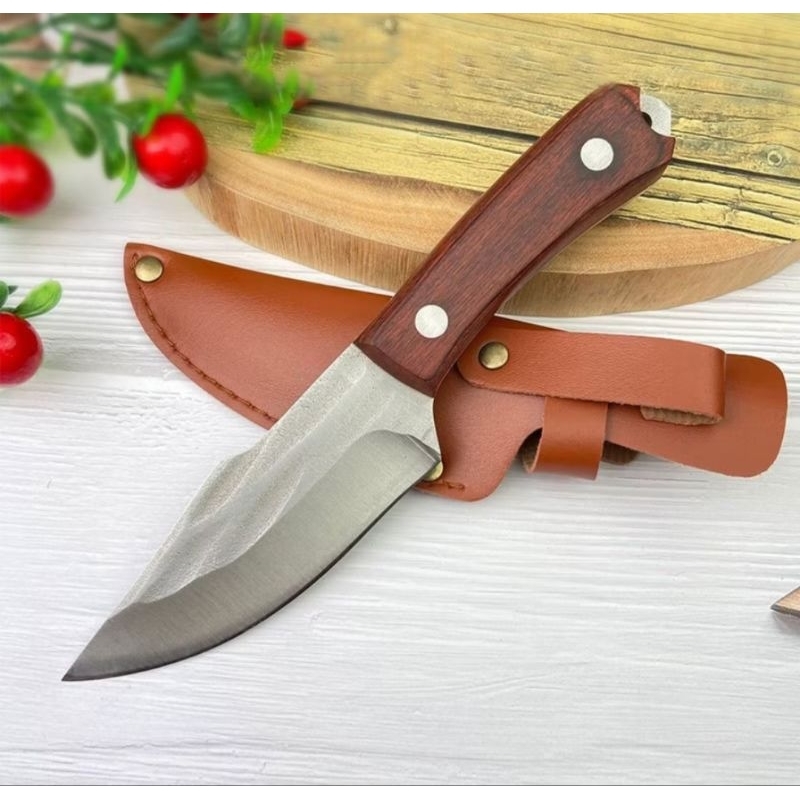 Faca Cutelo Forjado Artesanal Rustico Com Bainha Churrasco Desossar Carne Camping Chefe de Cozinha Afiado