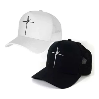Boné Fé Aba Curva Trucker Snapback Feminino Masculino Unissex Promoção