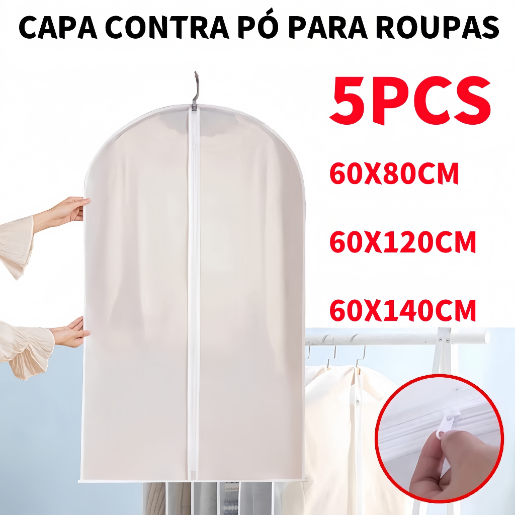 Kit 5 Pecas Organizador Roupas Poeira Tampa Protetora Contra Capa ...