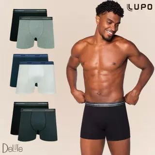 Kit De 2 Cuecas Originais Lupo Boxer Box Básica Em Algodão Cotton Com Elastano em Oferta na Shopee