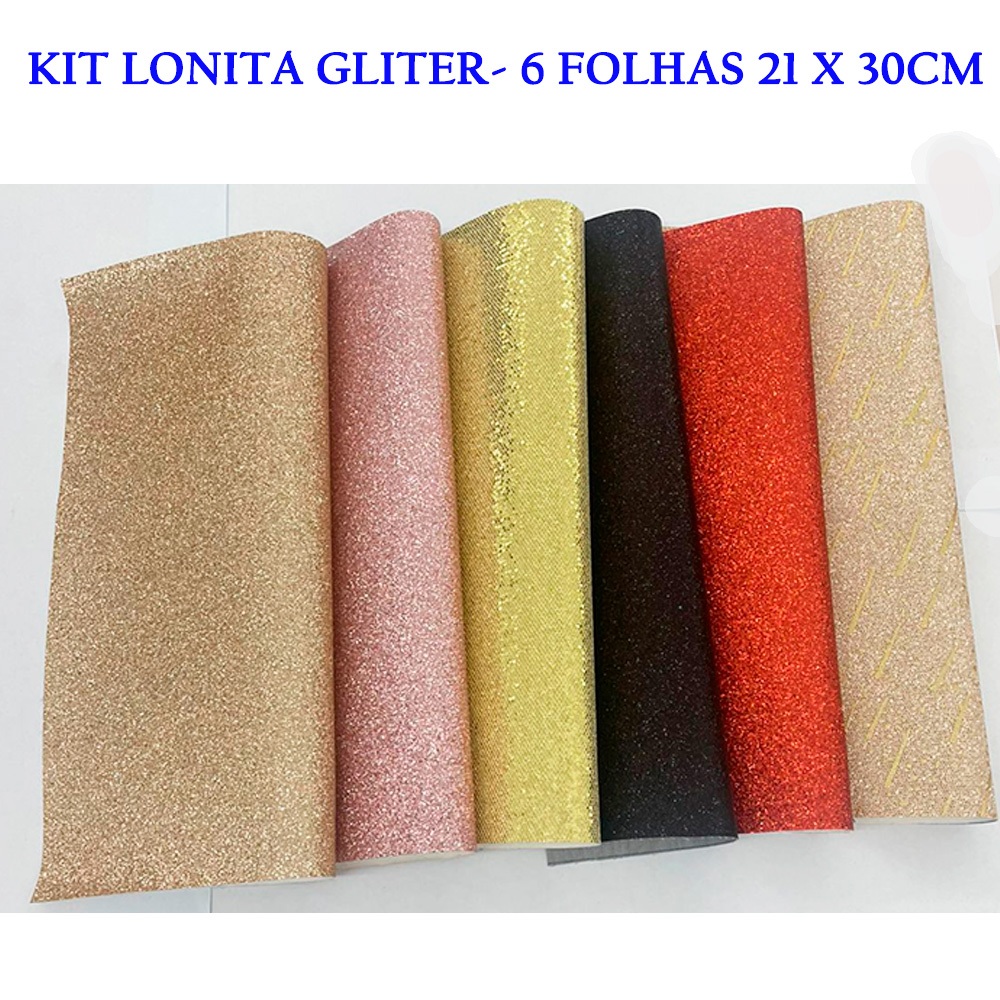 KIT LONITA GLITER - 6 FOLHAS (21 x 30cm) | Shopee Brasil