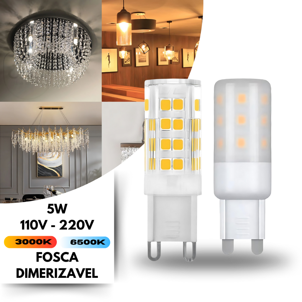 Kit Led G9 5W Halopin 110/220V Branco Quente 3000K Branco Frio 6500K e ...