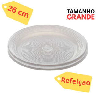 Prato Descartável Branco para Refeição - 26 cm Festas e Eventos em Geral!
