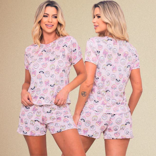 Baby Doll Suede Pijama Feminino Short Doll Estampado em Oferta na Shopee