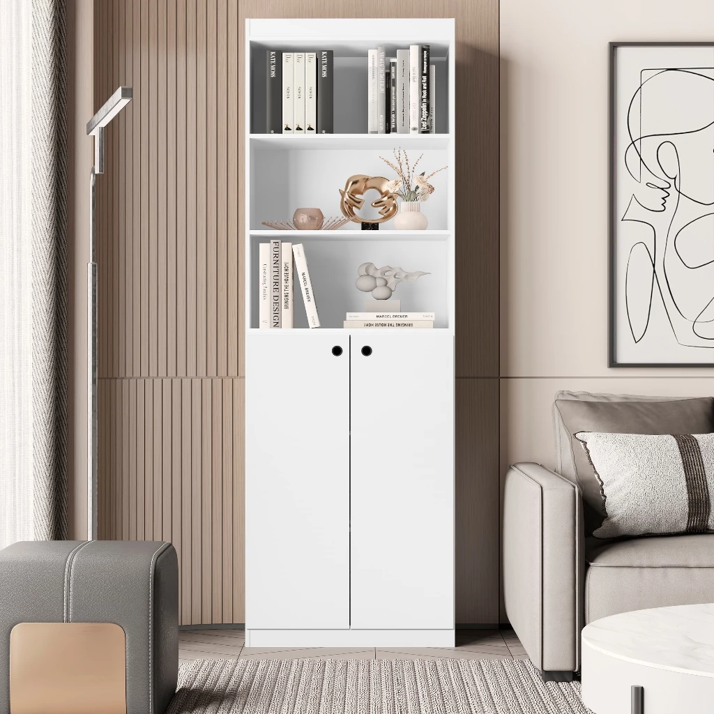 Estante Livreiro Com 5 Prateleiras e 2 Portas Gold Luxo - Dullar Móveis