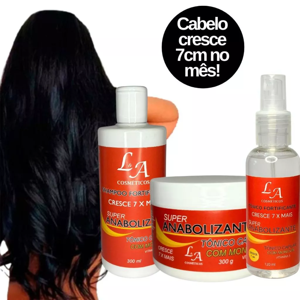 Kit Completo Cabelo Cresce Até 7 Cm Por Mês Anabolizante Capilar Hidratação Fortificação Original