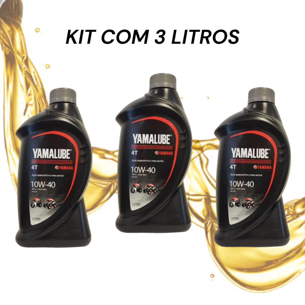 Kit 3 Litros de Óleo Yamalube 10W40 Semissintético Original Yamaha