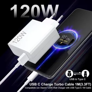Carregador Turbo 120 w Compativel Com Xiaomi Samsung Usb tipo C