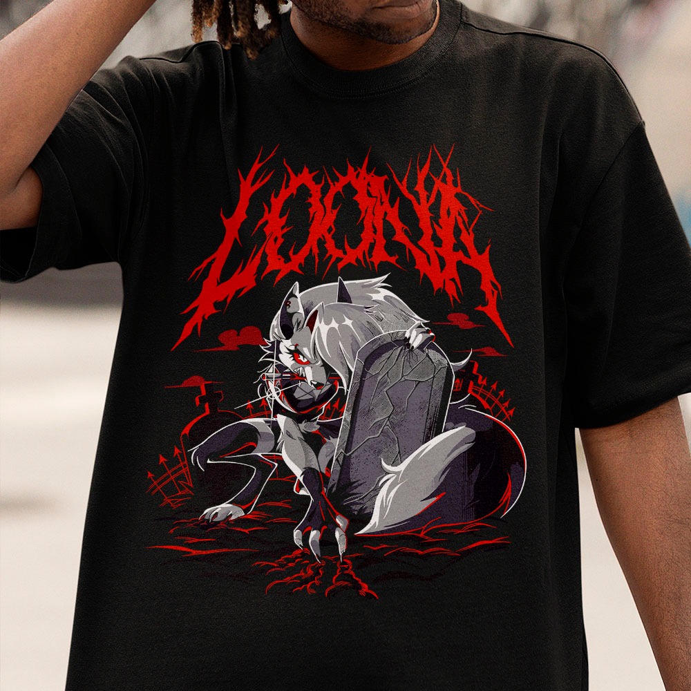 Camiseta Basica e OVERSIZED Loona Helluva Cemitério Hazbin Hotel Anime Unissex