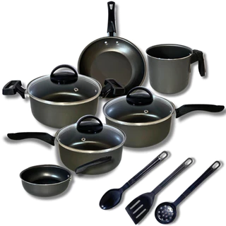 Jogo De Panelas 9 Pçs Teflon Tampas Vidro Antiaderente Color em Oferta na Shopee
