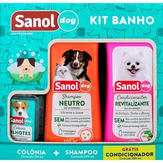 Kit Banho Shampoo, Condicionador e Colônia - Sanol Dog