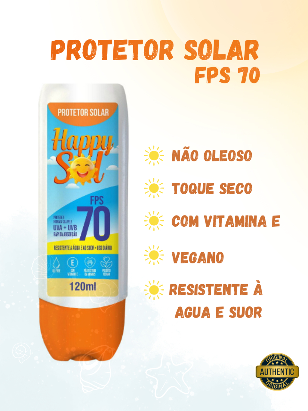 Protetor Solar Happy Sol 120 ml fps 70 - Efeito seco | Shopee Brasil