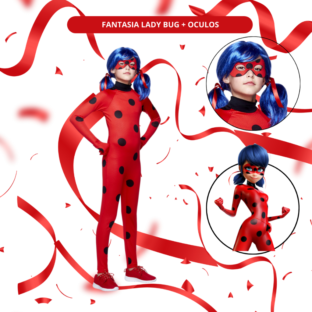 Fantasia Carnaval Ladybug Infantil Festa Joaninha Luxo + Máscara ...
