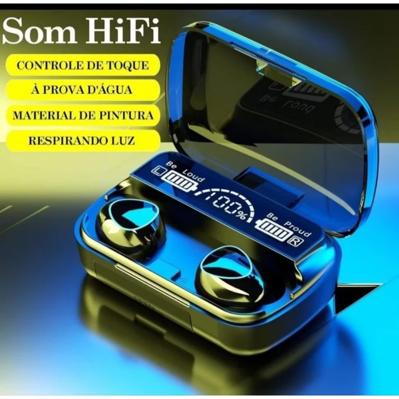 Fone de Ouvido Bluetooth com Microfone TWS PRO m10 Aprova da água