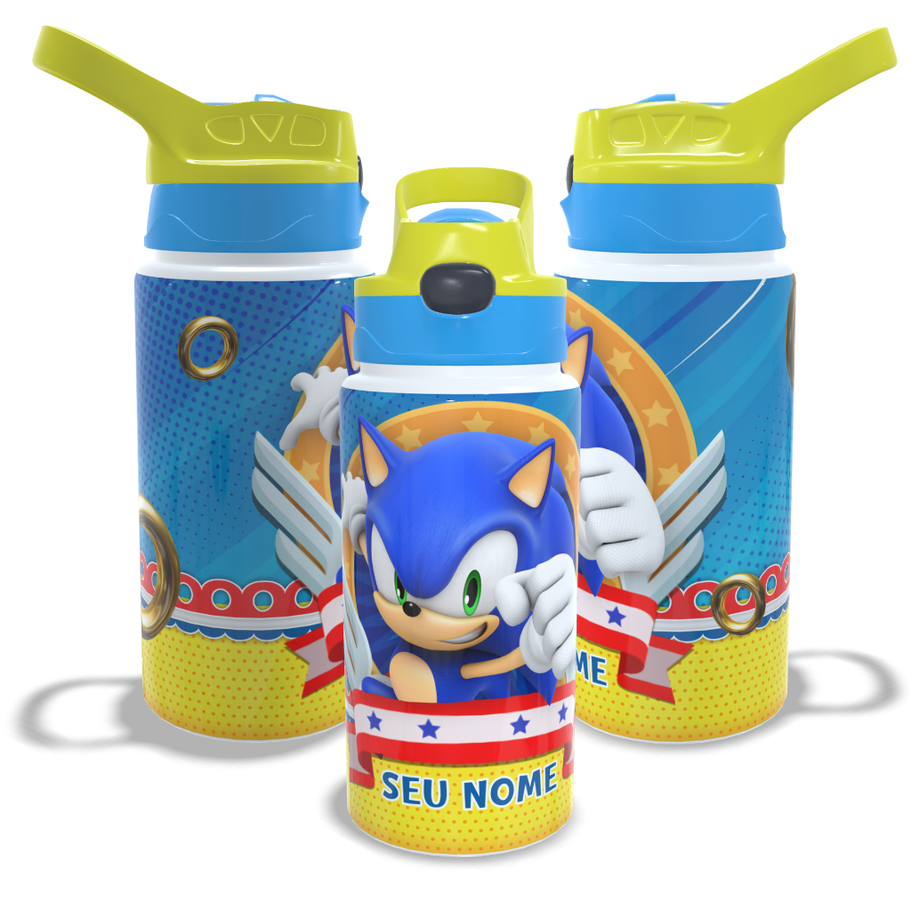 Garrafa Térmica Infantil Sonic Personalizada COM NOME 350ml | Shopee Brasil