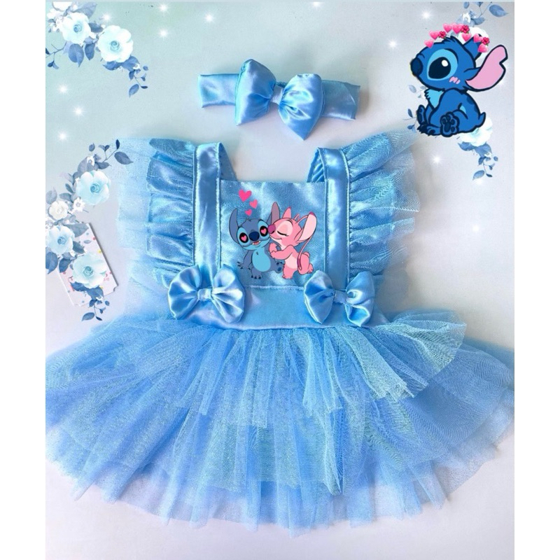 Romper Lilo Stitch Body Fantasia Vestido Infantil Bebê Baby
