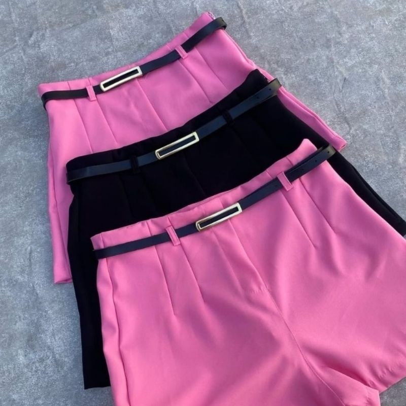 KIT 2 SHORT FEMININO ALFAIATARIA ZARA COM CINTO SOCIAL CINTURA