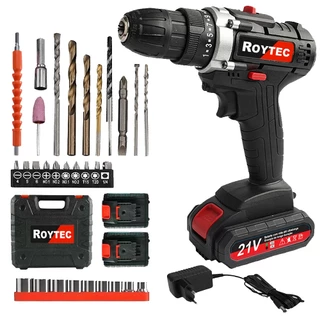 Furadeira Parafusadeira 3/8" a bateria 21V com kit de brocas e bits+com Maleta (110V/220V)