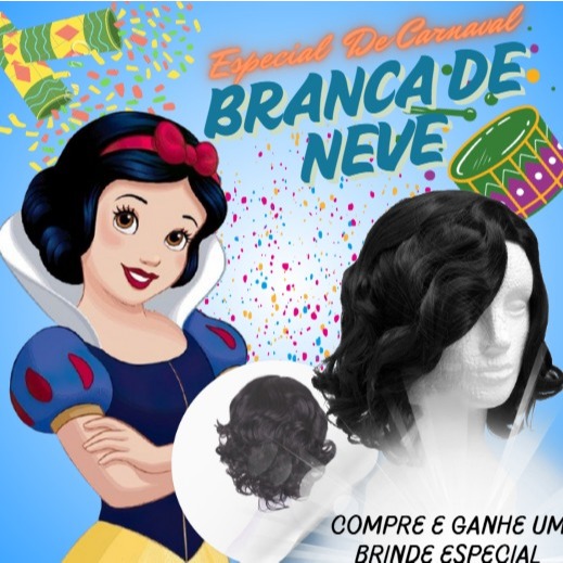 PERUCA ORGÂNICA MODELO BRANCA DE NEVE - ESPECIAL DE CARNAVAL | Shopee ...