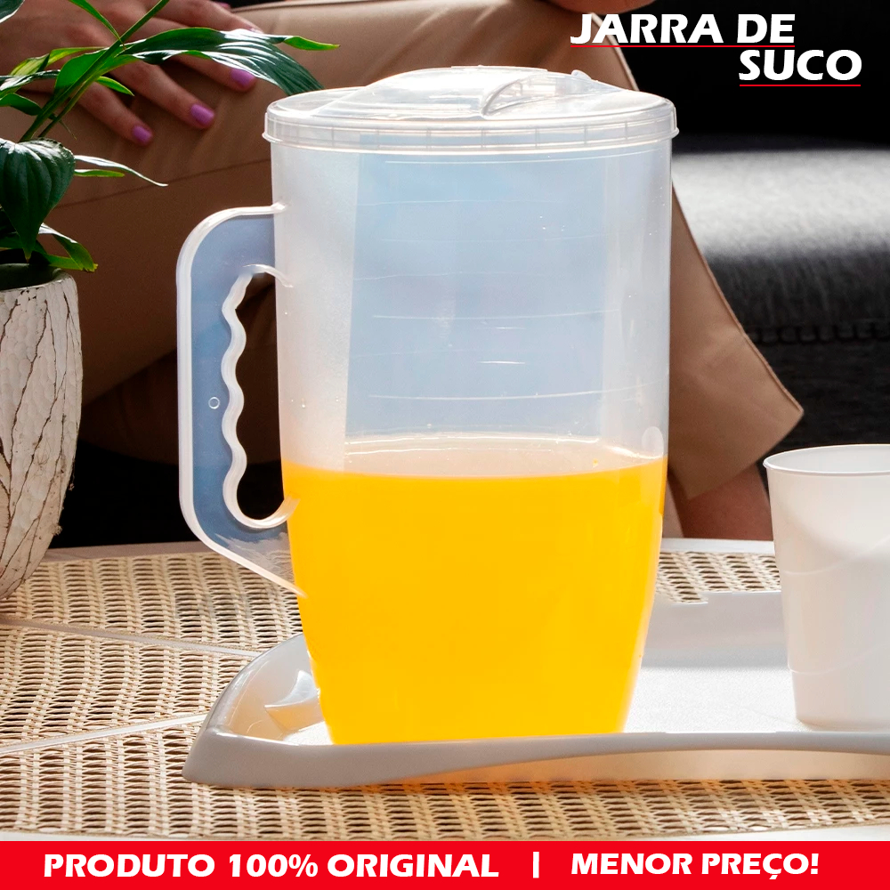 Jarra de Suco Plástico Resistente Capacidade de 3,7 Litros Com Alça e ...