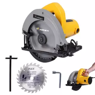 Serra Circular para Madeira 1100W Rolamentada 5600RPM Hawk com Disco de Corte