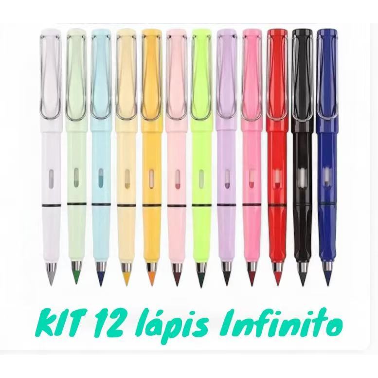 Kit 12 Cores Lapis De Colorir Infinito Durável Ponta Infinita Lápis ...