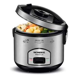 Panela De Arroz Elétrica Pratic Rice 10X Pe-42 Mondial 110v Preto E Inox