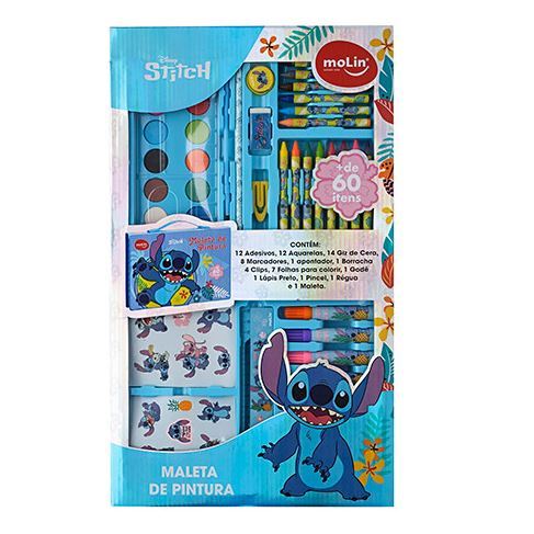 Kit Escolar Maleta Stitch Paleta De Pintura Canetinha Aquarela Lilo e ...