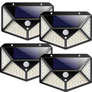 Arandela Luminária Solar 100 LED 3 Modos Refletor Sensor Presença Movimento Resistente a
