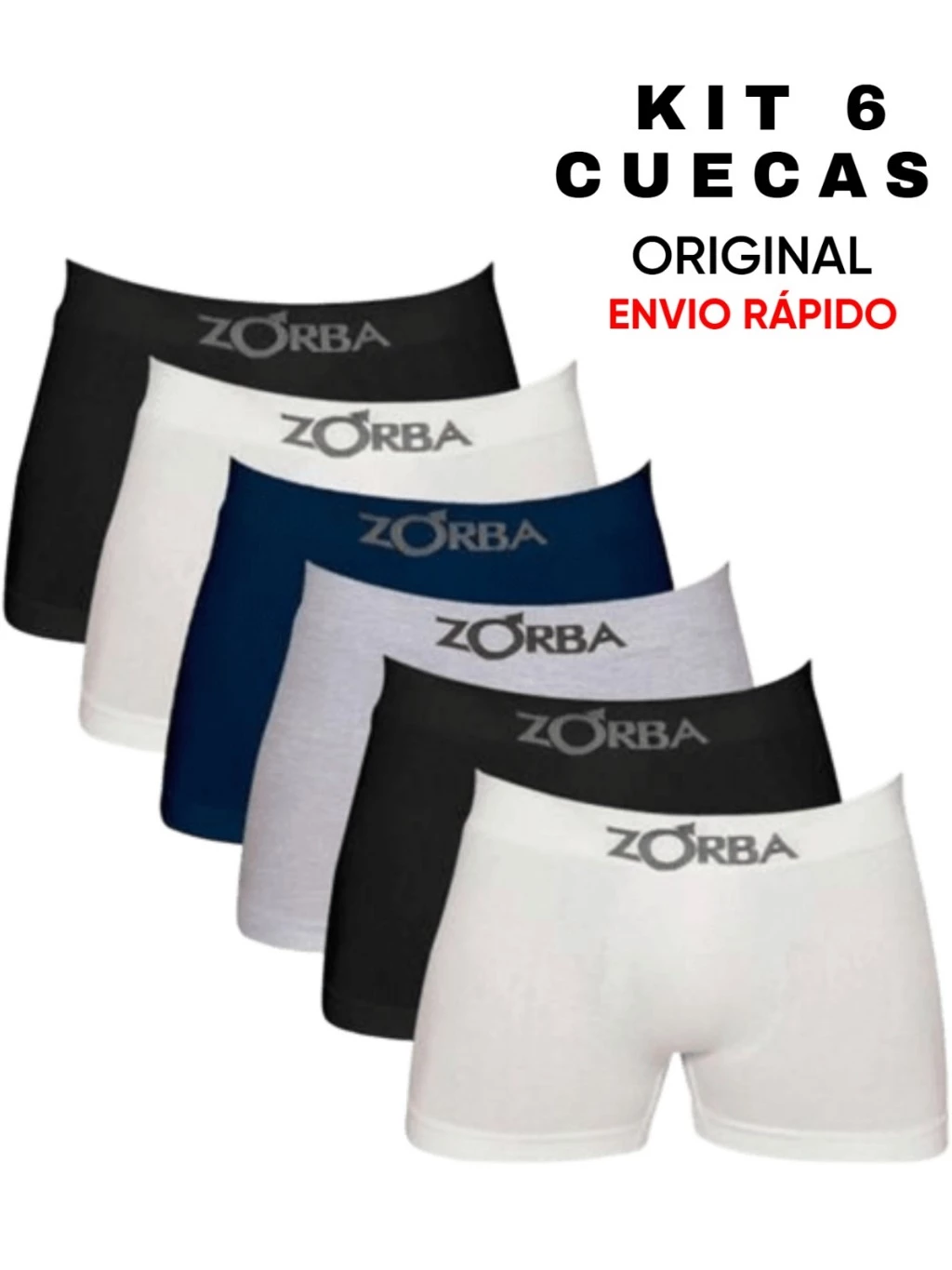 Kit 5 Cuecas Zorba Boxer 781 Seamless de Algodão Sem Costura