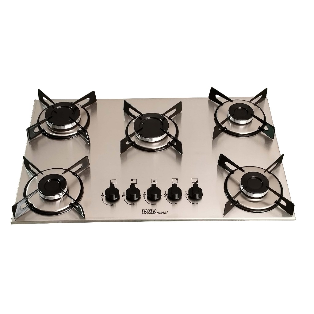 Fogão cooktop a gás 5 bocas inox 304.