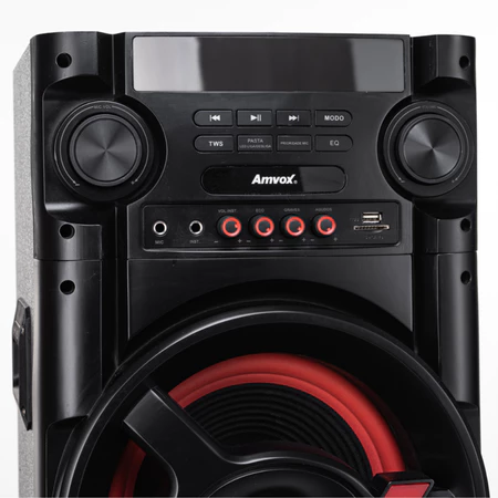 Caixa de Som Amplificada ACA 1000 NewX Torre Amvox 1000W Duplo Woofer de 8" TWS Bivolt Bluetooth