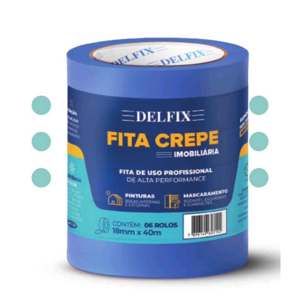 Kit 5 Unidades Fita Crepe Azul Pintura Imobiliária 18mm X 40m Delfix ...