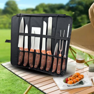 Kit Churrasco Aço Inox 9 pç Com Estojo