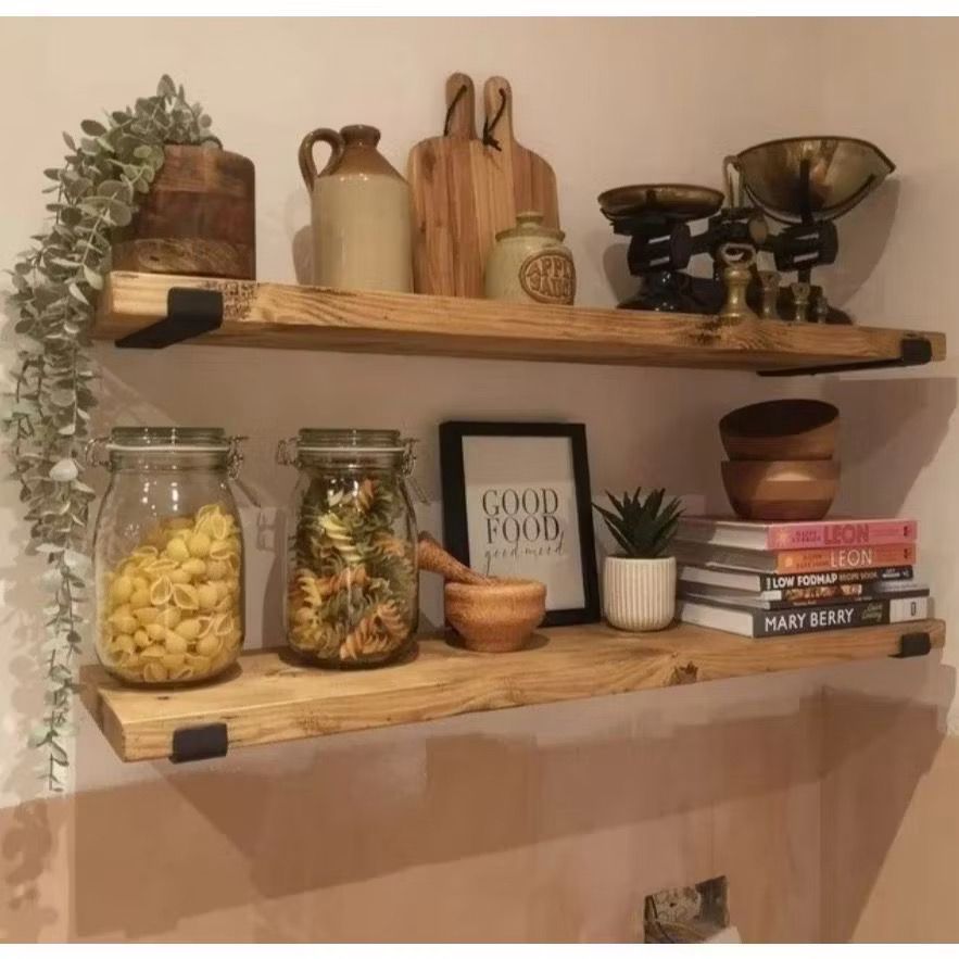 Kit 4 Prateleira Industrial Com Mão francesa de ferro invertida Nicho Decoração Rustica Casa Moderna