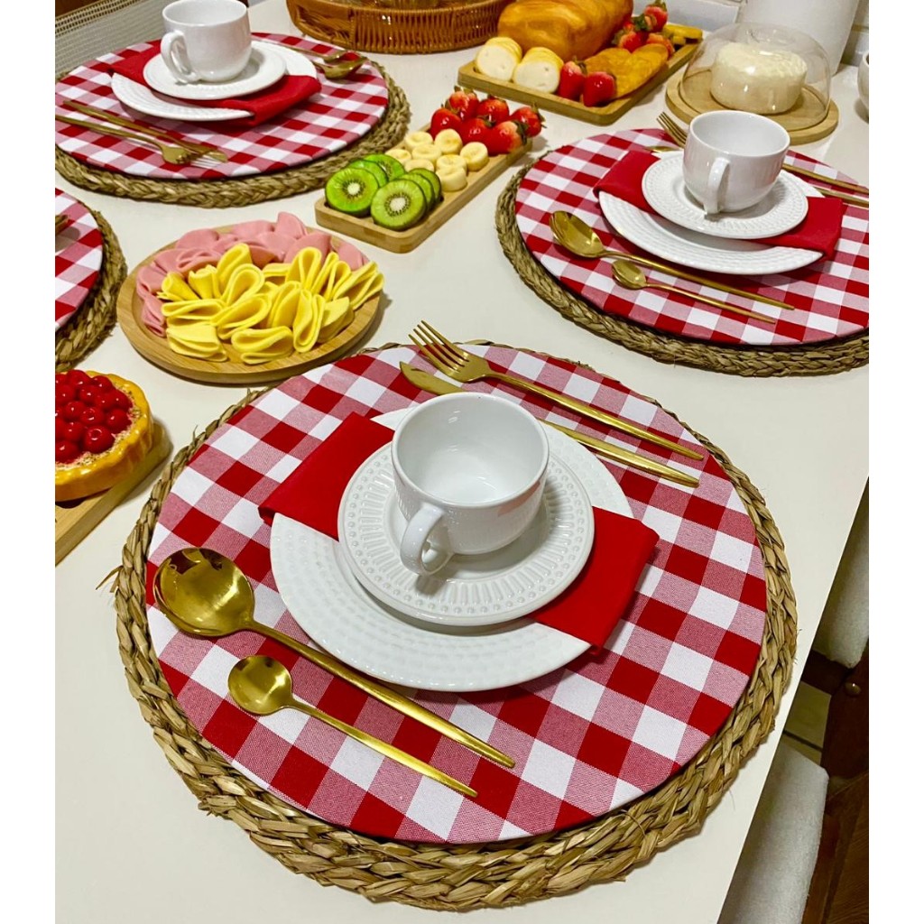 Kit 8 Peças Capas Sousplat + Guardanapos Mesa Posta Decoração Supla Jogo Americano Redondo