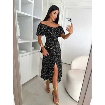 Vestido Mídi Romântico Floral com Manguinha e Elastex Cruzado Costa Tendencia 2026