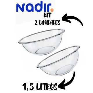 Conjunto 2 Tigelas Bowl Plus Marinex 1,5 Litros Vidro Temperado - Nadir Figueiredo