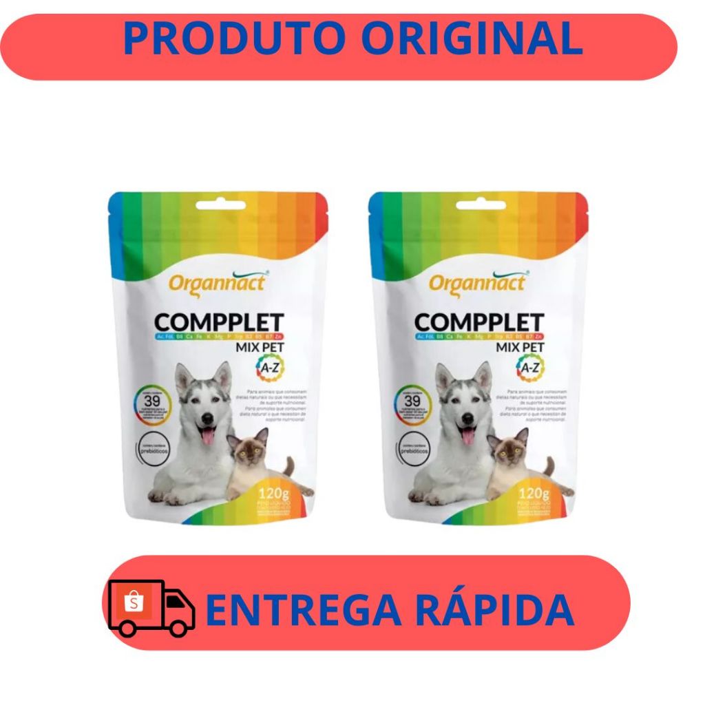 2 X Compplet Mix Pet A-z 120g Suplemento Caes Gatos Organnact | Shopee ...
