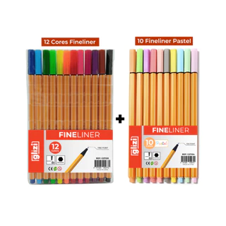 Kit Canetas Coloridas Fineliner com 22 Cores e Tons Pastel