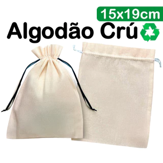 Saquinhos de Algodão Crú 15x19cm - Tecido Ecológico Sustentável - Ideal para velas acessórios presentes recordações etc