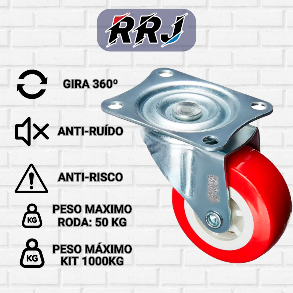 Kit 20 Rodinhas Para Moveis Emborrachada Rodizio giratorio Roda anti ...