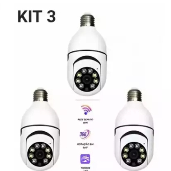 Kit Câmera de segurança a Prova D'água sem fio gira 360 com app Yousee full HD visão notturna