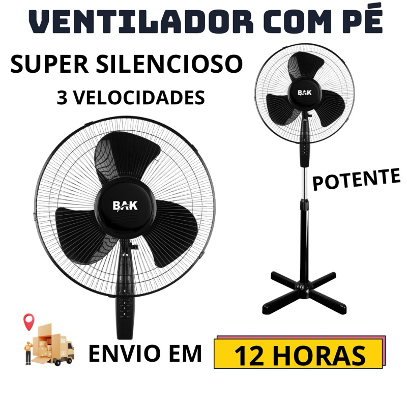 Ventilador Turbo Silencioso De Coluna Com Pé 43cm Com Ajuste de Altura ...